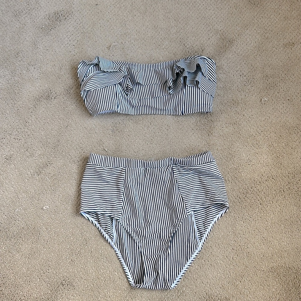 Two piece seersucker swimsuit